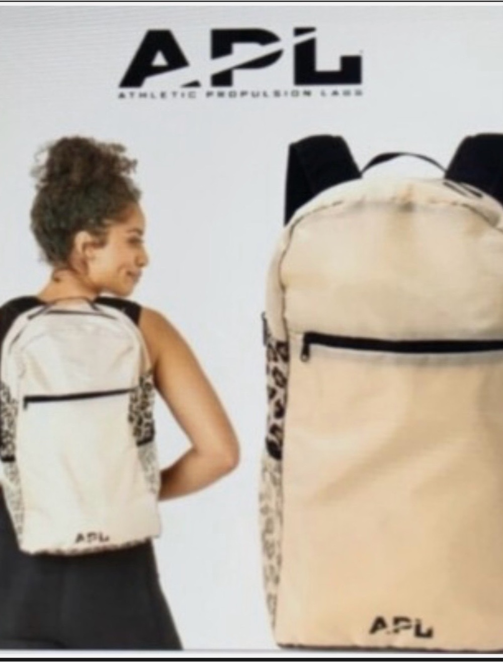 APL Beige Backpack with Leopard-Print Sides